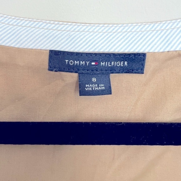 TOMMY HILFIGER Textured V-neck A-line Cotton Dress Size 8 - Picture 8 of 14